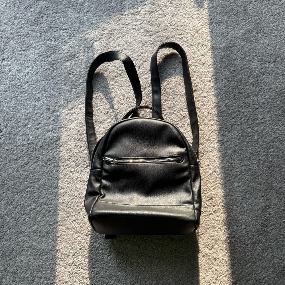WILD FABLE Black Faux Leather Backpack